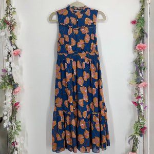 Modcloth Floral Maxi Dress in Blue and Orange